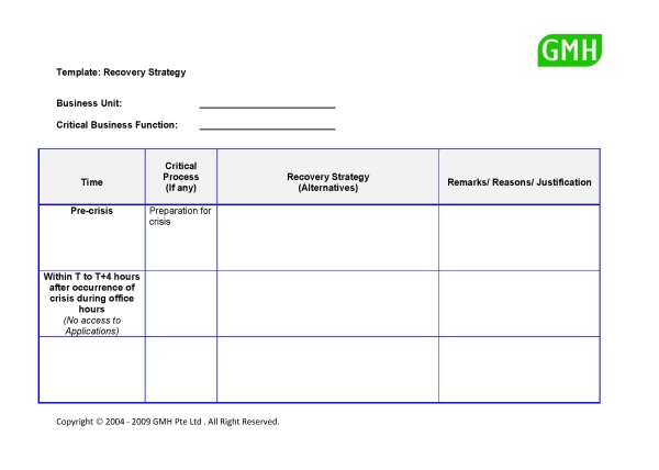 Guidance Notes To Complete The Recovery Strategy Template - BCMpedia. A ...